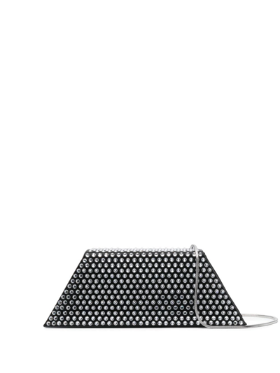 Amina Muaddi Superamini Yigit Crystal-embellished Satin Clutch In Black