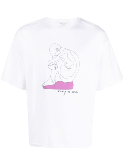 Société Anonyme Illustration-print Cotton T-shirt In White