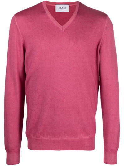 D4.0 V-neck Wool Sweater In Fuxia