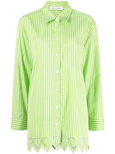 Mach & Mach Heart-motif Striped Shirt In Green