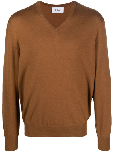 D4.0 Virgin-wool Crew-neck Jumper In Brown