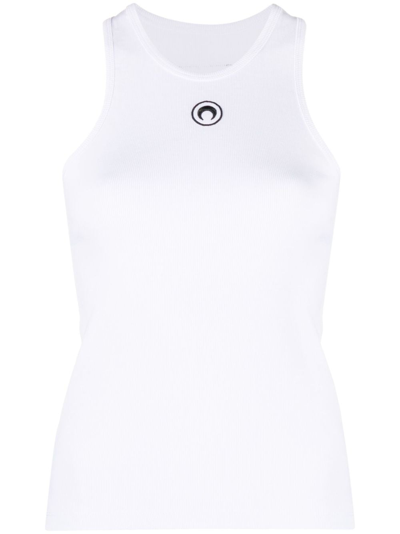 Marine Serre Crescent Moon-print Racerback Top In White