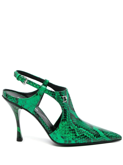 Dsquared2 Mary Jane 110mm Leather Pumps In Green