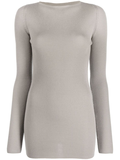 Rick Owens Cut-out Ribbed Jumper In Grey