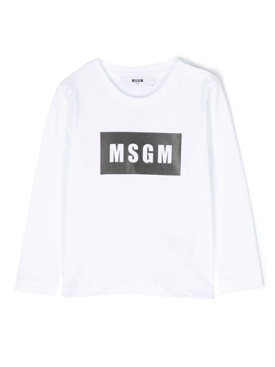 Msgm Babies' Logo-print Cotton Sweatshirt In White