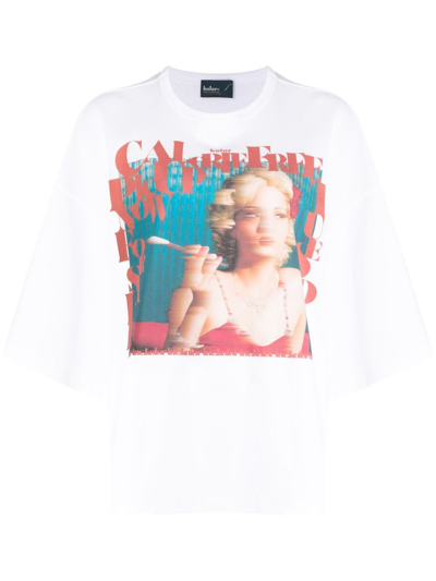 Kolor Graphic-print Cotton T-shirt In White