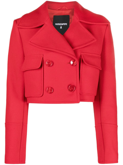 Patrizia Pepe Double-breasted Cropped Jacket In Red