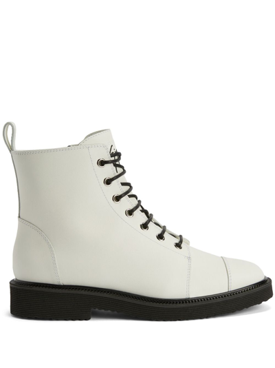 Giuseppe Zanotti Thora Lace-up Cargo Boots In White