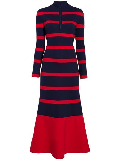open lace back dress Size 6 1950s Sailor Dress - Navy Blue & Red Striped Cotton