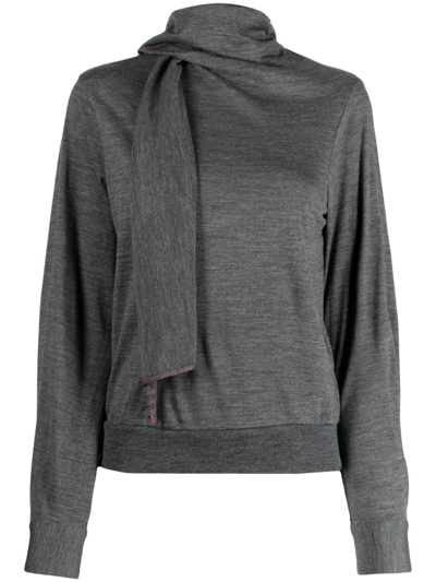 Kolor Scarf-detail Wool Sweatshirt In Grau