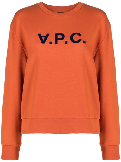 Apc Vpc Logo-print Cotton Sweatshirt In Orange