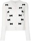 Marc Jacobs Long Sleeve Bow Cardigan In Ivory Multi