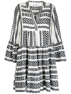 Devotion Womens Black Off White Ella Abstract-pattern Cotton Mini Dress S In Black