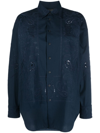 Rag & Bone Vivian Embroidered Button-front Shirt In Blue