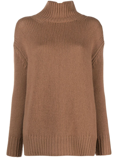 Liska High-neck Cashmere Jumper In Brown