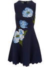 LELA ROSE FLORAL-EMBROIDERED SLEEVELESS DRESS