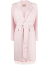 TWINSET FEATHER-HEM WOOL-BLEND COAT