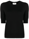P.a.r.o.s.h Short-sleeved Wool-blend Blouse In Black