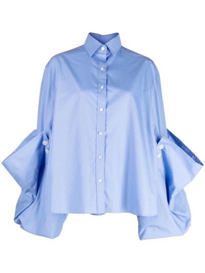 Kolor Layered-sleeve Button-up Shirt In Blue