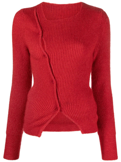 Jacquemus Long-sleeve Knitted Top In Red