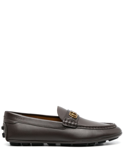 Bally Logo-plaque Leather Loafer In Brown