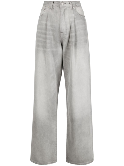 R13 Faded-effect High-waist Jeans In Grey