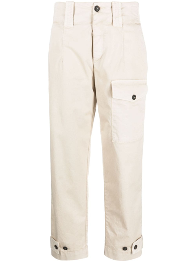 Pinko Cargo-pocket Cropped Trousers In Neutrals