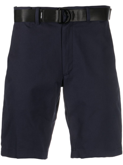 Calvin Klein Slim-fit Twill Shorts In Blue