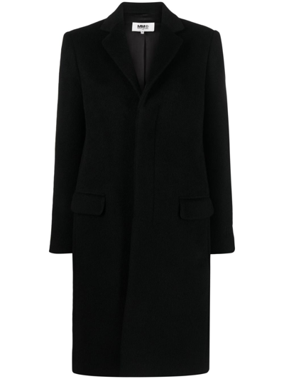 Mm6 Maison Margiela Virgin Wool-mohair Blend Coat In Black