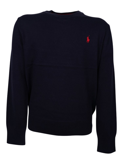 Ralph Lauren Kids Polo Pony Embroidered Crewneck Jumper In Blue