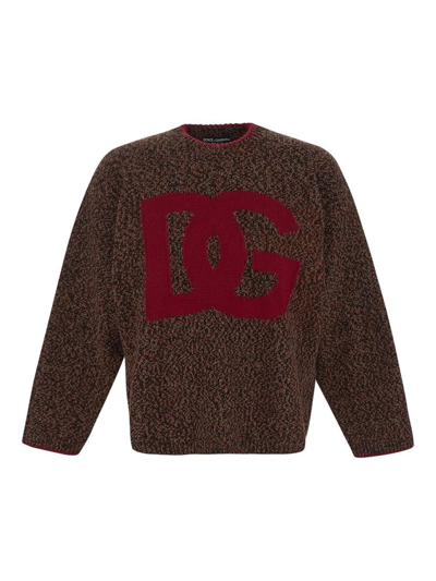 Dolce & Gabbana Logo Intarsia In Brown