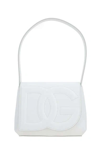 Dolce & Gabbana Logo-embossed Leather Shoulder Bag In White