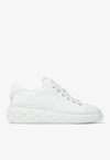 Jimmy Choo Womens V White Diamond Light Maxi Branded Leather Low-top Trainers In White