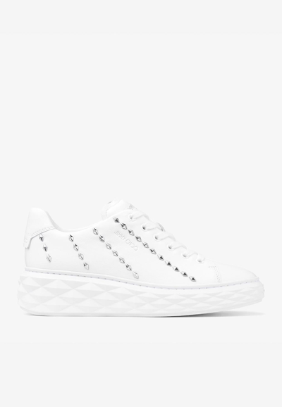 Jimmy Choo Diamond Light Maxi Leather Low-top Trainers In White