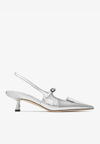 Jimmy Choo 'didi 45' Gold Colored Pumps With Patent Finish In Silver