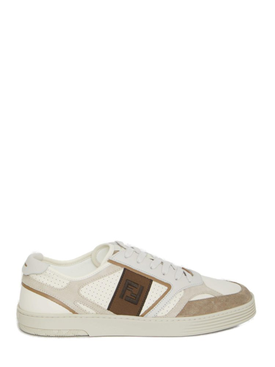 Fendi Step Sneakers In Beige,white,brown
