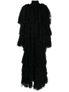 Saint Laurent Fringed Long Coat In Schwarz