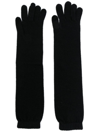 Gentry Portofino Knitted Long Gloves In Schwarz