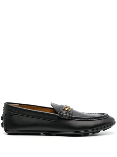 Bally Logo-plaque Leather Loafers In Schwarz