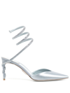René Caovilla Cleo Embellished Satin Pumps In Blau