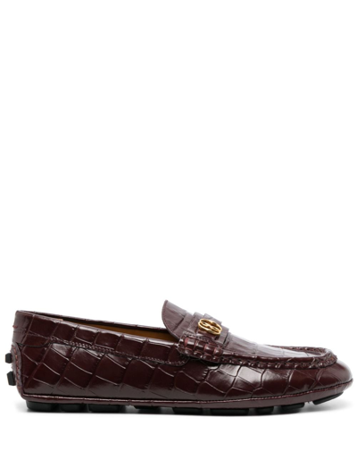 Bally Logo-plaque Leather Loafers In Red