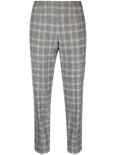 Piazza Sempione Plaid-check Cropped Trousers In Blue