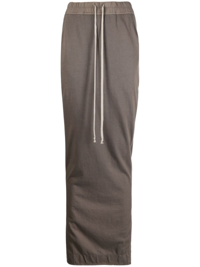 Rick Owens Drkshdw Luxor Pillar Cotton Maxi Skirt In Grey