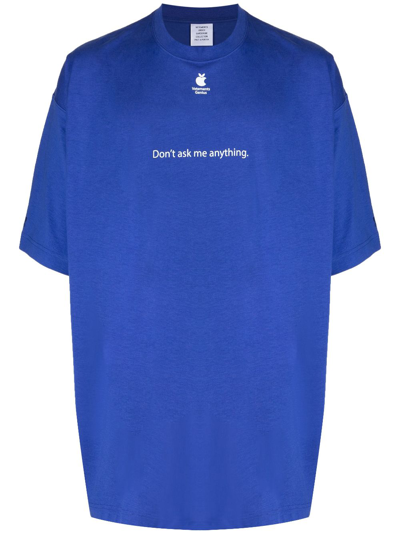 Vetements X Apple Slogan-print Cotton T-shirt In Blau