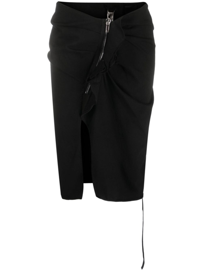 Rick Owens Drkshdw Zip-detail Pencil Skirt In Nero