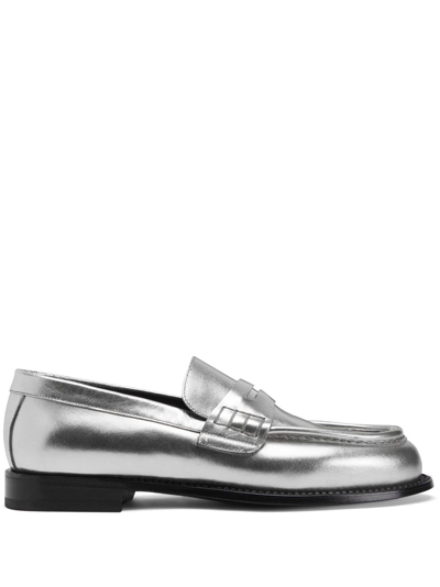 Giuseppe Zanotti Euro Metallic-effect Leather Loafers In Silver