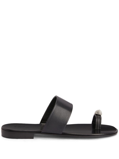 GIUSEPPE ZANOTTI NORBERT LEATHER SLIDES