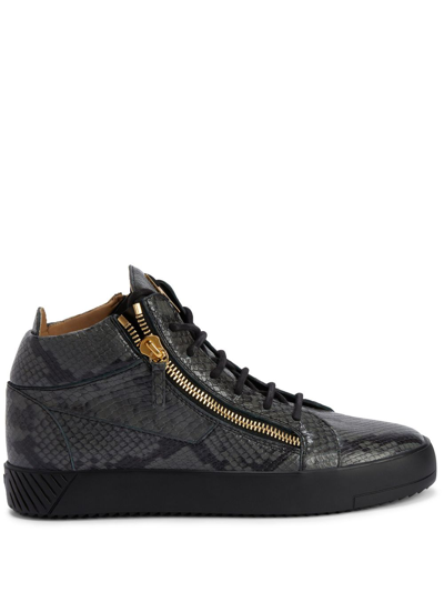 Giuseppe Zanotti Frankie Leather High-top Sneakers In Grau