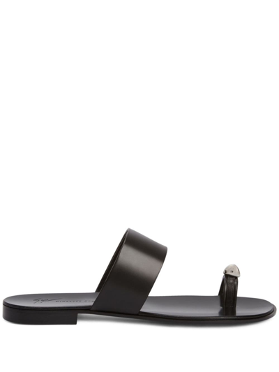 GIUSEPPE ZANOTTI NORBERT LEATHER SLIDES