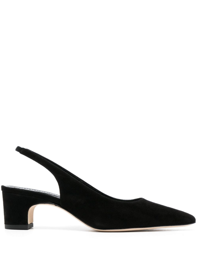 Manolo Blahnik 50mm Allurasa Suede Slingback Pump In Black